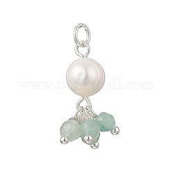 Pendentifs ronds à facettes en aventurine verte naturelle&nbsp;PALLOY-JF04750-02