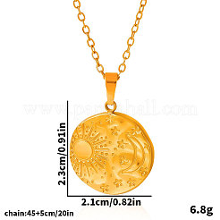 Женские ожерелья с подвесками в виде диска из нержавеющей стали 304 с луной и солнцем SN6832-2