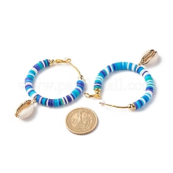 Большое кольцо с подвесками из ракушек каури EJEW-JE04732