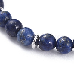 Braccialetti con ciondoli elasticizzati in lapislazzuli naturali (tinti).&nbsp;BJEW-JB04931-01