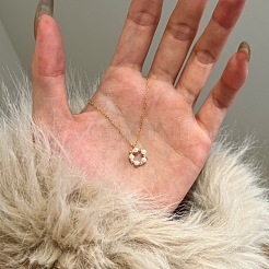 Круглое кольцо 925 стерлинговое серебро микро паве кубический цирконий кулон ожерелья для женщин NJEW-F338-07G