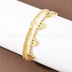 Женские круглые бусы-нагрудники из латуни с микропаве&nbsp;NJEW-F364-07A-G