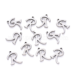 変色しにくい201ステンレススチールチャーム  レーザー切断  ステンレス鋼色  文字.r  13x12.5x1mm  穴：1mm&nbsp;STAS-R105-R