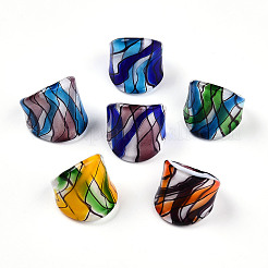 Ручной работы Lampwork широкополосного кольца RJEW-Q150-M02-B