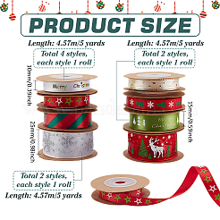 8 Rolle 8 Stile Weihnachts bedrucktes Polyester-Satinband&nbsp;SRIB-PH0001-47