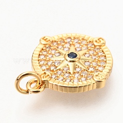 Кулоны из латуни с прозрачным микропаве и кубическим цирконием королевского синего цвета&nbsp;ZIRC-O036-15G
