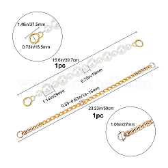 2スタイル2個のアルミチェーンバッグストラップとアクリルバッグストラップ  亜鉛合金スプリングゲートリングとカニカン付き  ゴールドカラー  39.7cm&nbsp;AJEW-GF0003-37
