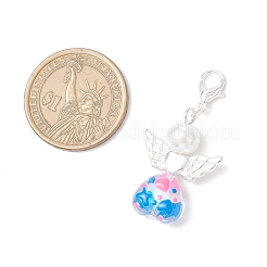 Подвеска в форме сердца ангела из стекла и стеклянного жемчуга HJEW-JM03590