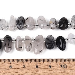 Нити натуральных кварцевых бусин черного турмалинового цвета G-Z091-A31