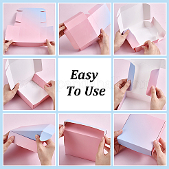 厚紙紙の梱包箱  メーラーボックス  正方形  空色  ピンク  12.3x12.3x4cm&nbsp;CON-WH0089-205A