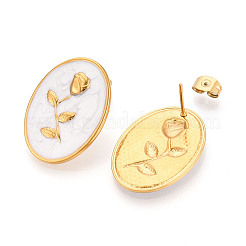 Серьги-гвоздики из нержавеющей стали 304 с эмалью EJEW-T047-30G-A