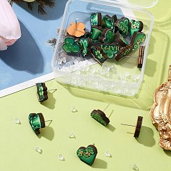 20 шт. 5 стильные серьги-гвоздики из зеленого дерева ко Дню Святого Патрика&nbsp;EJEW-FS0001-11