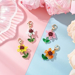 Decorazioni pendenti con semi di girasole in acrilico e vetro&nbsp;HJEW-MZ00344