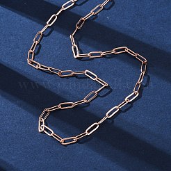 女性用真鍮ペーパークリップチェーンネックレス  304ステンレススチール製カニカン付き  ラックめっき  鉛フリー＆カドミウムフリー  長持ちメッキ  ローズゴールド  19.69インチ（50cm）&nbsp;NJEW-D302-69RG
