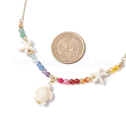 Ожерелья с подвеской в виде морской звезды и черепахи из искусственной бирюзы NJEW-JN05251