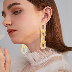 5 пара двухцветных акриловых кабельных цепочек висячих сережек-гвоздиков EJEW-AN0004-06