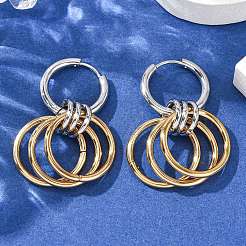 Двухцветные серьги-кольца из нержавеющей стали 304&nbsp;LS-EJEW-A136-01D-GP