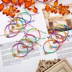 Braccialetto di perline intrecciate con iniziale di strass di cristallo&nbsp;BJEW-SW00037-17