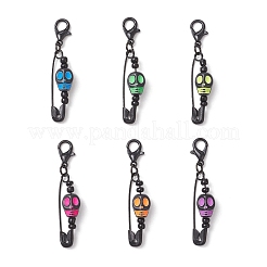 Хэллоуин череп акриловые и железные английские булавки подвесные украшения&nbsp;HJEW-JM03758