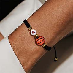 5 шт. 5 стиля браслеты из бисера в спортивной тематике из акрила и сплава&nbsp;BJEW-GO0001-12