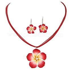 Комплекты из цветочных полимерных глиняных серег и ожерелий с подвесками для женщин FS-WG4A5F2-06