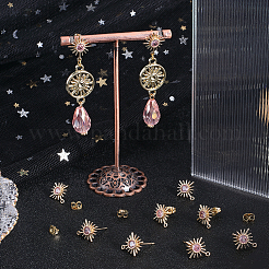 10 шт. латунная фурнитура для сережек-гвоздиков с розовым кубическим цирконием KK-BBC0013-36