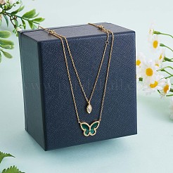 天然マラカイト バタフライ＆キュービックジルコニア オーバルペンダント 925連ネックレス  18 スターリングシルバー チャーム ブレスレット ネックレス ジュエリー セット 女性用  15.35KGP本金メッキ  39インチ（[2]cm）&nbsp;JN1057A