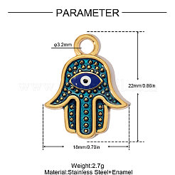 Pendentifs en acier inoxydable 304 avec émail bleu acier&nbsp;SA-OY002-31G