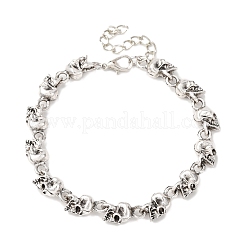 Браслеты-цепочки из сплава с черепами на Хэллоуин для женщин BJEW-A066-01AS