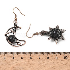 Boucles d'oreilles naturelles pendentif obsidienne&nbsp;G-H359-07R-08