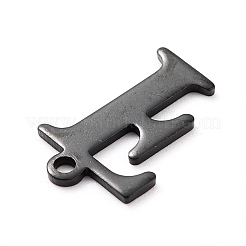 304ステンレススチールチャーム  レーザー切断  アルファベット  電気泳動黒  文字.f  12.5x8x0.7mm  穴：1mm&nbsp;STAS-H112-F-EB