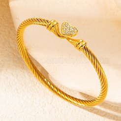 Brazaletes de rhinestone de acero inoxidable 304 para mujer&nbsp;FS-WG55054-02