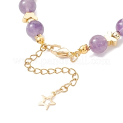 Браслеты из натурального аметиста и латунных бусин для женщин&nbsp;BJEW-JB12942-02
