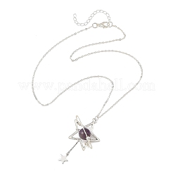 Collares con colgante de estrella de aleación de amatista natural para mujer&nbsp;NJEW-TA00273-03