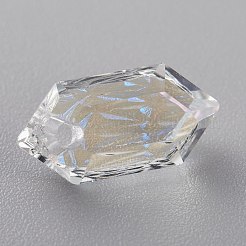 エンボスガラスラインストーンペンダント  双円錐形  多面カット  月光  13x6.5x4mm  穴：1.5mm&nbsp;GLAA-J101-02A-001MO