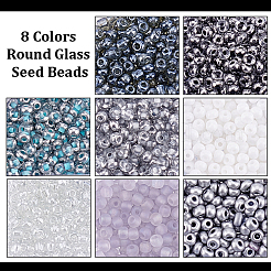 80 г 8-х цветных круглых стеклянных бусин&nbsp;SEED-PH0002-42