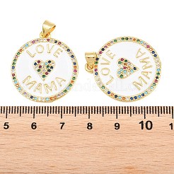 Pendentifs avec zircon cubiques à micro-pavés en laiton&nbsp;KK-D232-16G-01