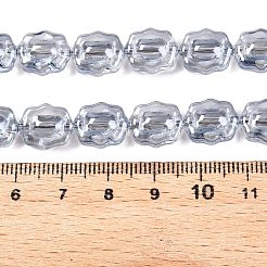 電気メッキガラスビーズセット  花  ライトスチールブルー  12x10x6~6.5mm  穴：1mm  約55個/連  26.93''（68.4センチメートル）&nbsp;EGLA-T021-05J