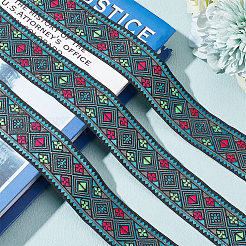 Лента из полиэстера с ромбами в этническом стиле&nbsp;OCOR-WH0047-50A