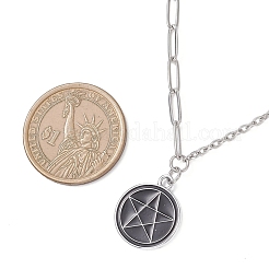 Женские ожерелья-цепочки с подвеской из нержавеющей стали 304 с черной эмалью NJEW-JN05636