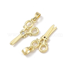 真鍮マイクロパヴェクリアキュービックジルコニアペンダント  はさみチャーム  18KGP本金メッキ  21x10x2mm  穴：4x2.5mm&nbsp;CU-L277-08G