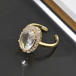Offene Manschettenringe aus Messing mit Mikropavé und Zirkonia für Damen&nbsp;RJEW-L343-17G-07
