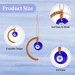 4 шт. 4-цветная хлопковая нить ручной работы с турецким стеклом HJEW-FH0001-63