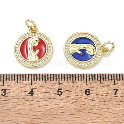 Messing-Mikropflaster mit klaren Zirkonia und Emaille-Anhängern&nbsp;KK-CBAD872-23G