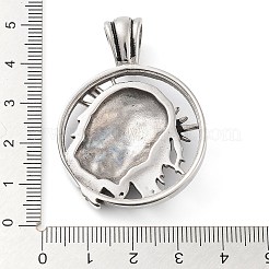304ステンレスペンダント  人間味のあるフラットラウンド  アンティークシルバー  47.5x34x7mm  穴：5.3x5.6mm&nbsp;STAS-R225-16AS