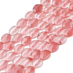 合成桜石英ガラスビーズ連売り  多面カット  フラットオーバル  8x6x3.5mm  穴：0.5mm  約46個/連  14.96''（38センチメートル）&nbsp;G-H349-A01-27