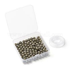 Perline rotonde in pirite naturale da 100 pz 8 mm&nbsp;DIY-LS0002-55
