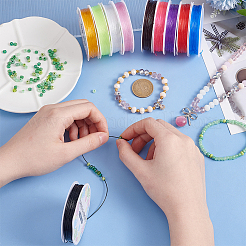 Multicolore 0.8mm élastique stretch polyester fils bijoux bracelet cordon&nbsp;EW-PH0001-0.8mm-05