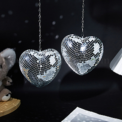 Сердце стеклянный зеркальный шар отражающий шар&nbsp;AJEW-WH0036-123A