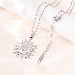 Colliers à pendentif soleil en acier inoxydable 304 avec chaîne câble pour hommes et femmes&nbsp;NJEW-K308-04E-P